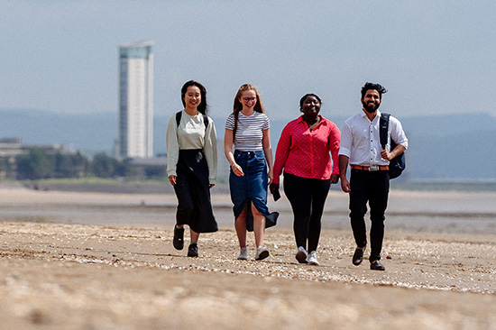 Students on the beach 