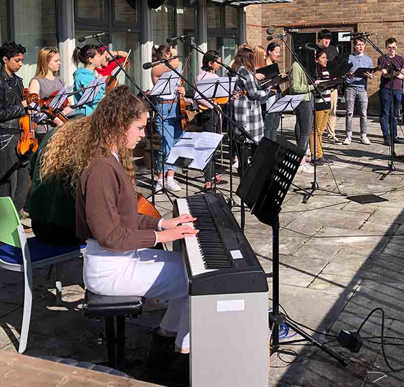 students singing in a choir