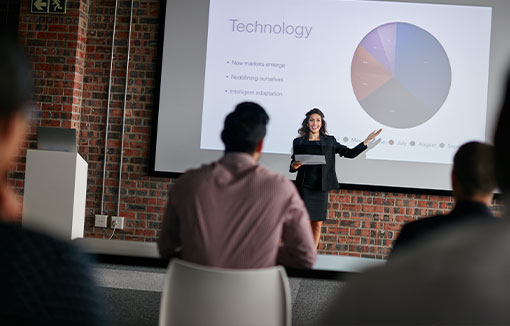 A woman giving a presentation