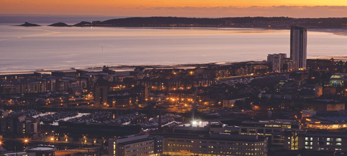 Picture of Swansea City at dusk 