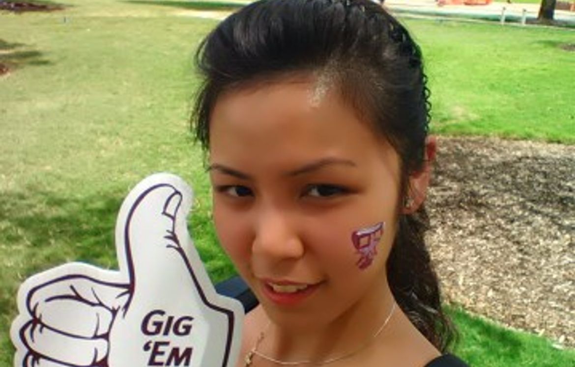 Dominica at a Texas A&M University game.