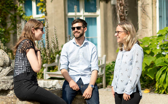 Students talking outside