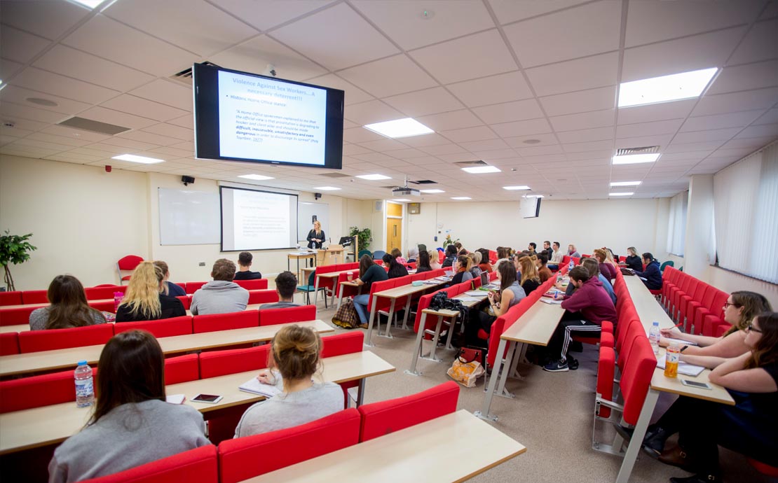 A staff member giving an online lecture