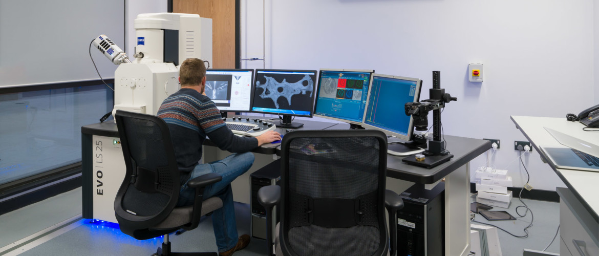 A student in a lab at the College of Engineering