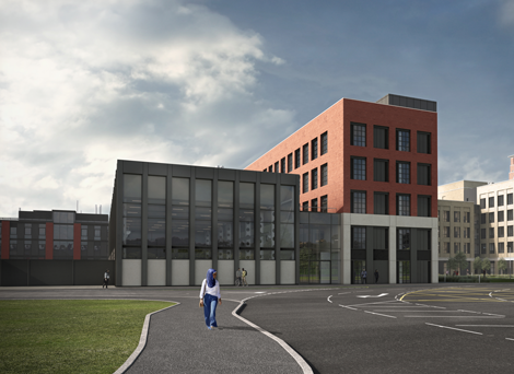 CGI of IMPACT - Engineering North building on bay campus