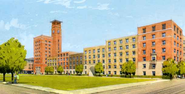 architects drawings of the student residences, bay campus