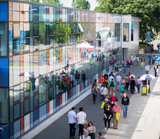 faraday external building and the mall