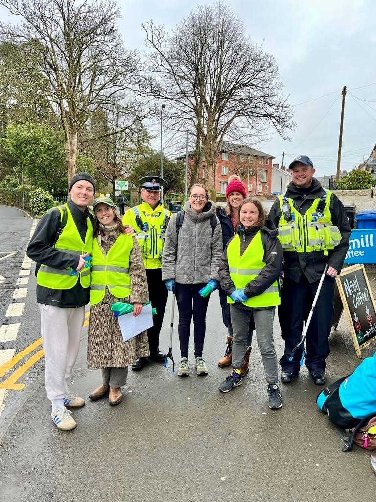 Volunteers preparing for a litter pick in the local community