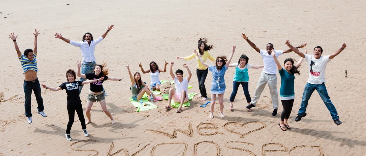 We Love Swansea written on the beach