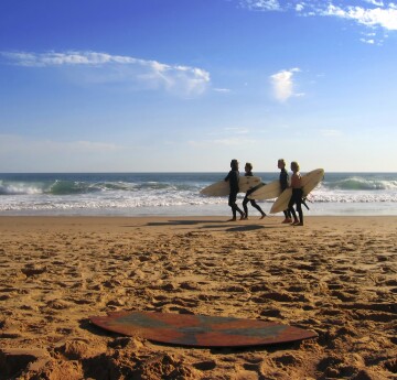 surfers on the beach