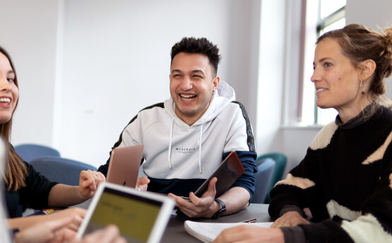 Students in a small study group