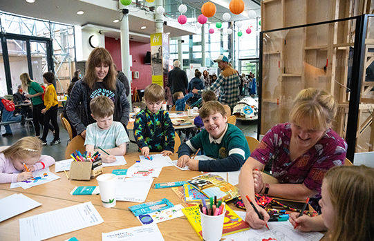 Children at activity table