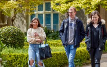 Students walking though Singleton Campus