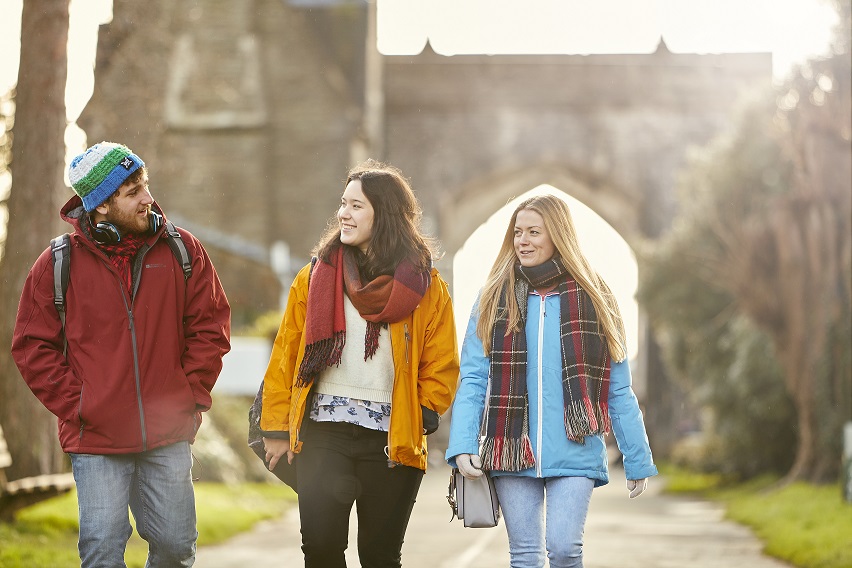 students walking