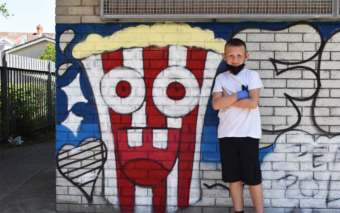 An image of graffiti in the shape of popcorn