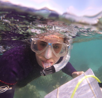 Female student snorkelling