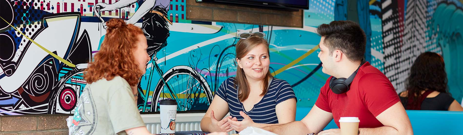 Students sat around a table 