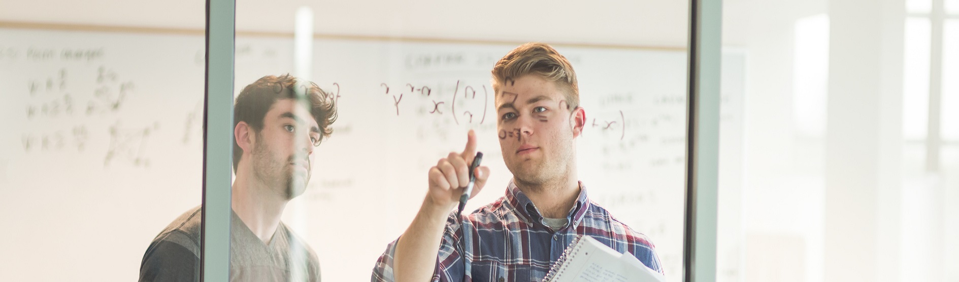 Maths banner with 2 students