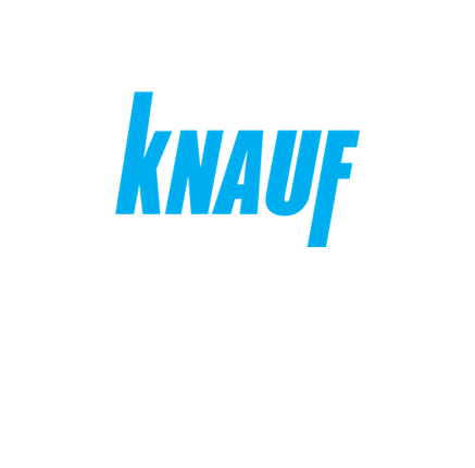  knauf testun logo glas ar gefn gwyn