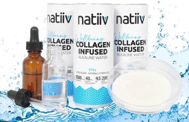 tri chan o Natiiv collagen infused alcalïaidd dŵr alcalïaidd