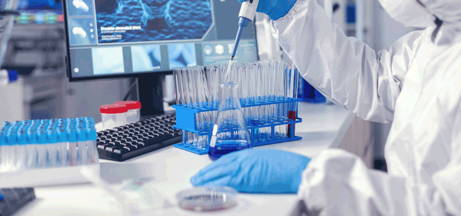 close up of scientists working in a lab