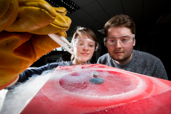 Students conducting experiments