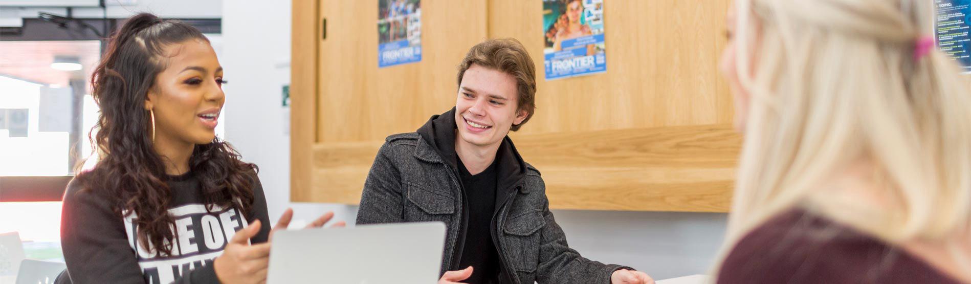 Students in the Richard Price Atrium