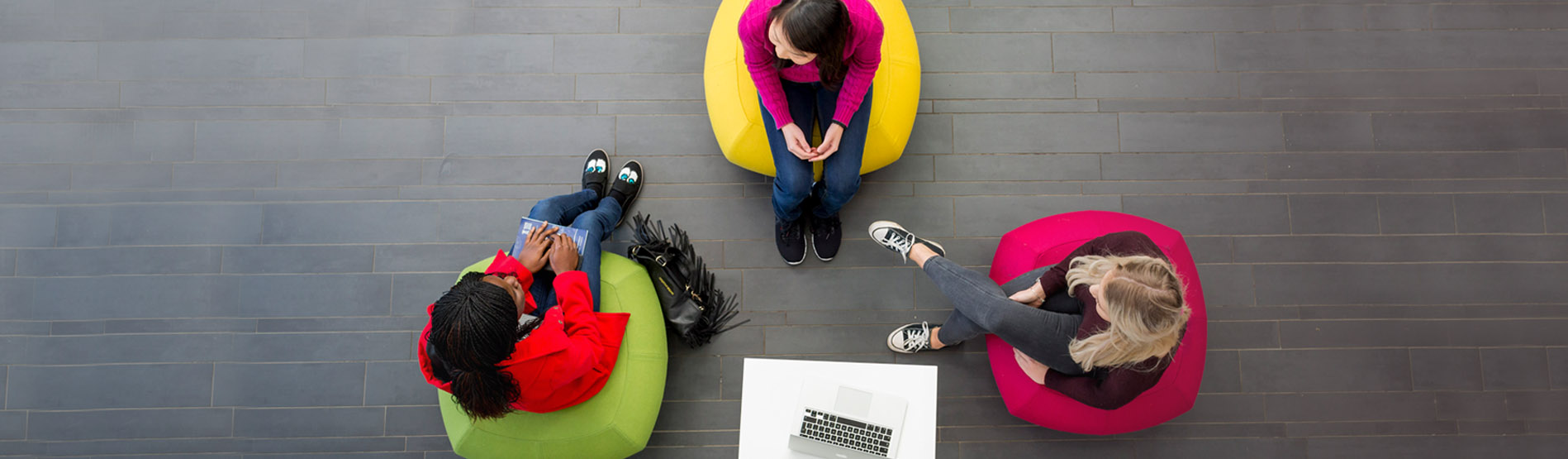 Three students studied as photographed from above