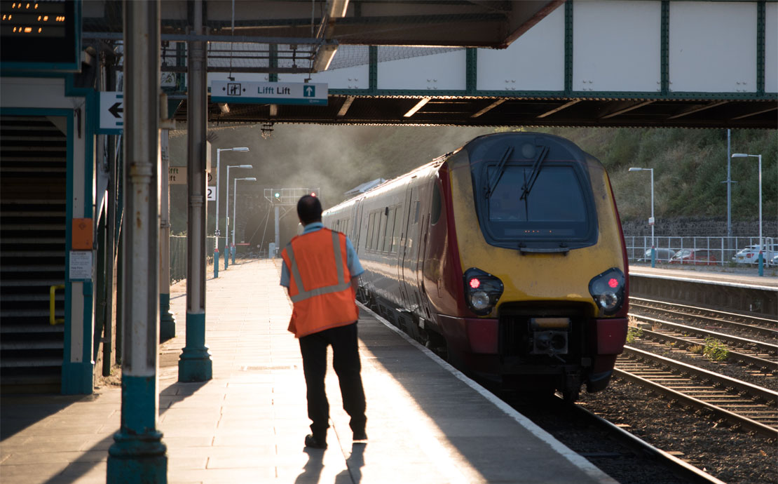 A train at a stop