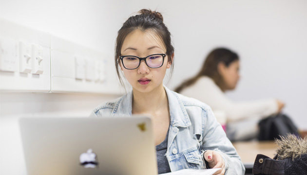 A student on a laptop