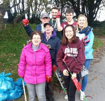 Volunteers at a beach clean