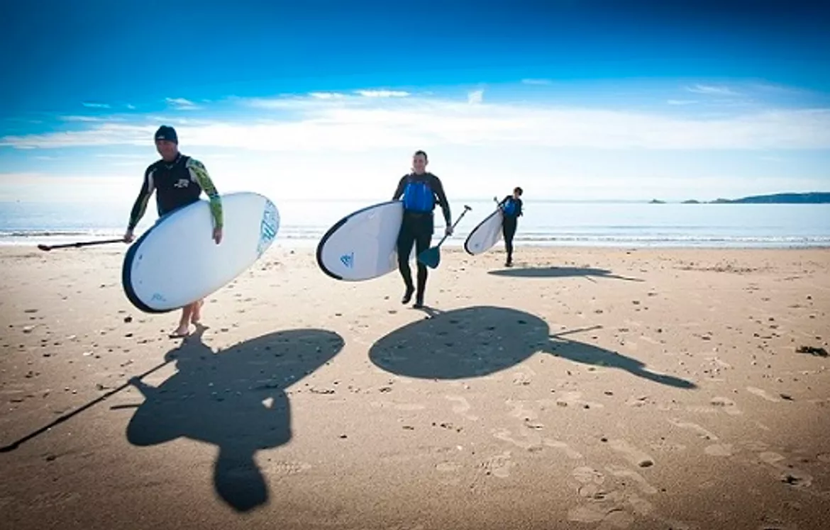 students on beach