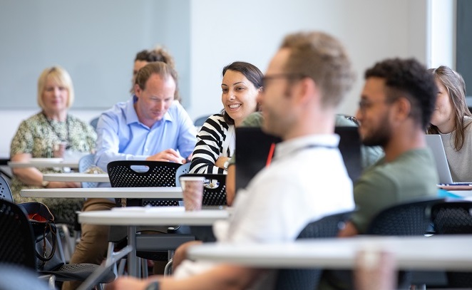 Students attending a conference