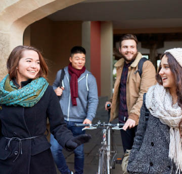 Students talking outside