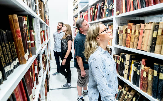 people in a library