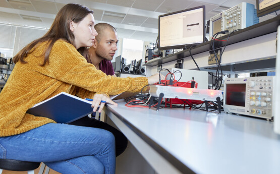 student working at computer