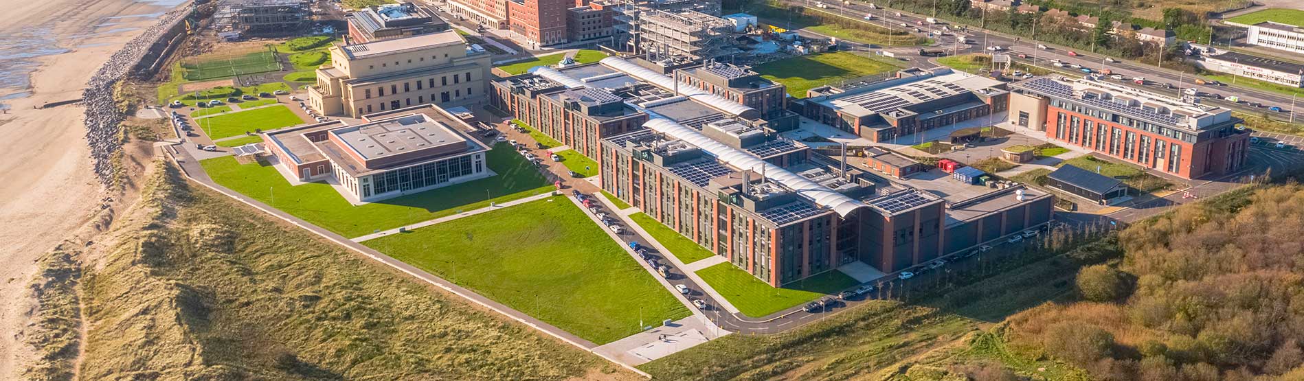 Aerial shot of the Bay Campus