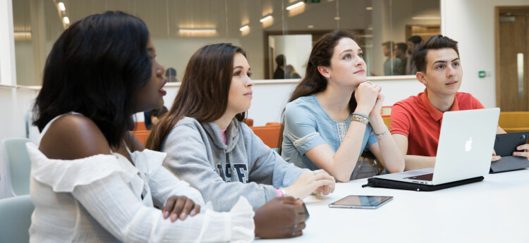 Students studying around table