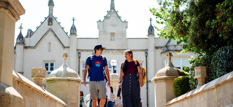 students outside the abbey