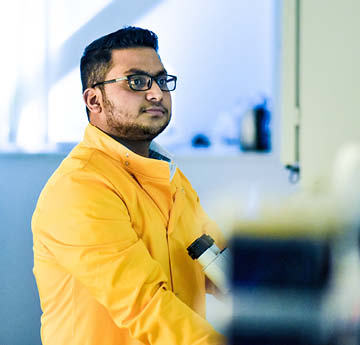 student in a lab