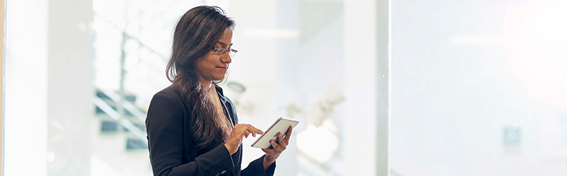 Woman using Ipad in ILS1