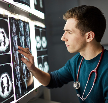 Student looking at XRay