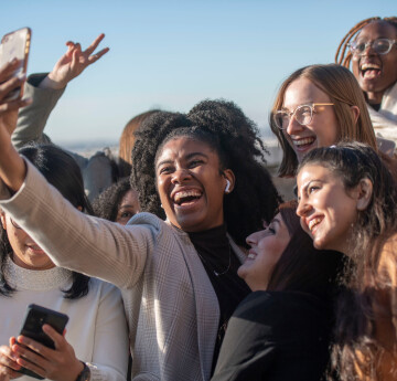 Group of international students taking a selfie