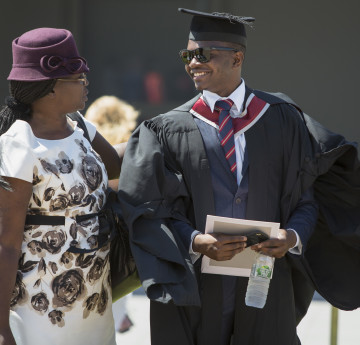 Parent and child at graduation