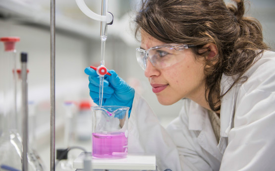 Female student in lab