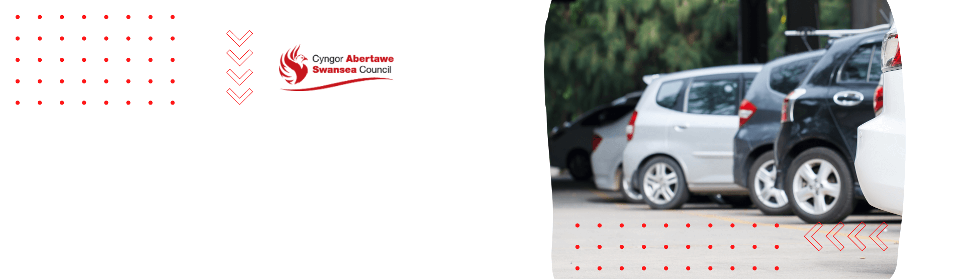 Image of cars parked with a Swansea Council logo on a white background