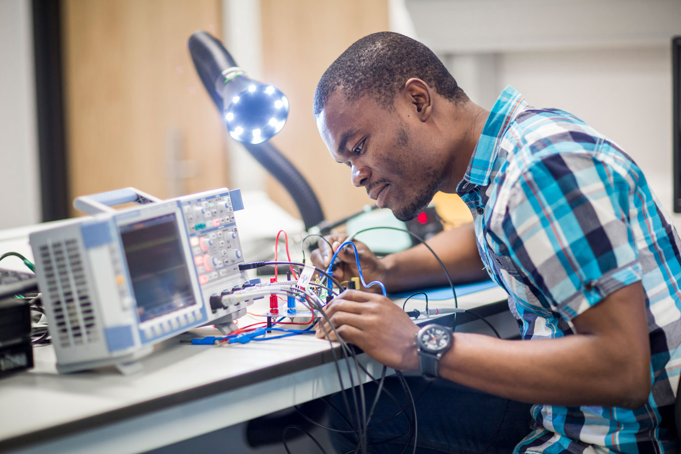 student in lab