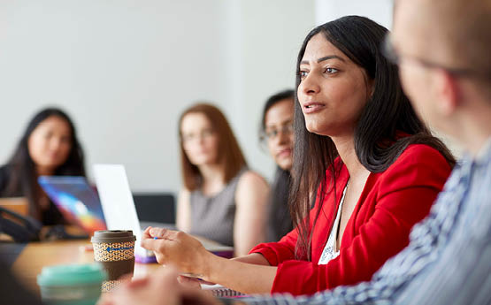 students in a meeting