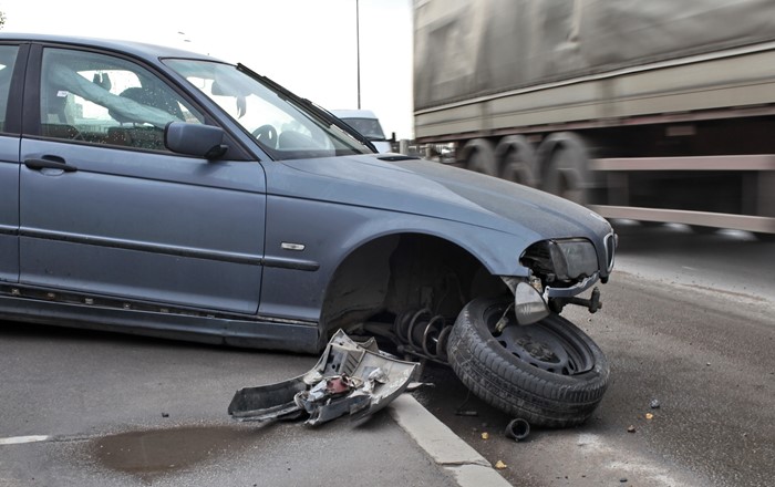 A car that's been involved in a traffic collision. 