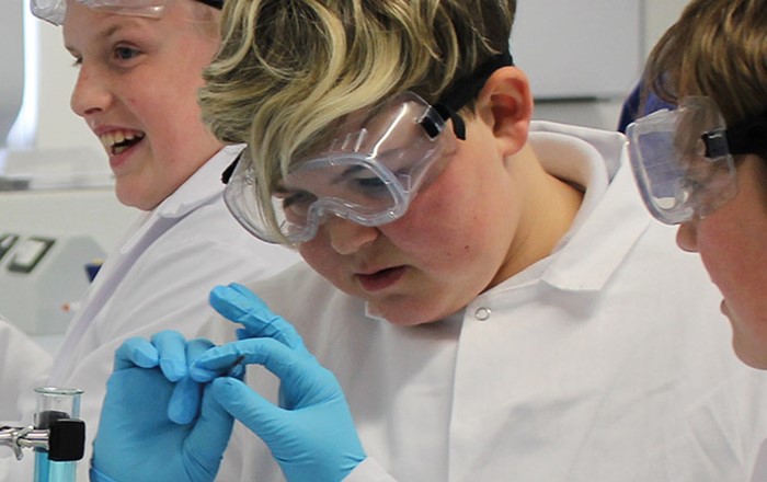 Children taking part in a science workshop